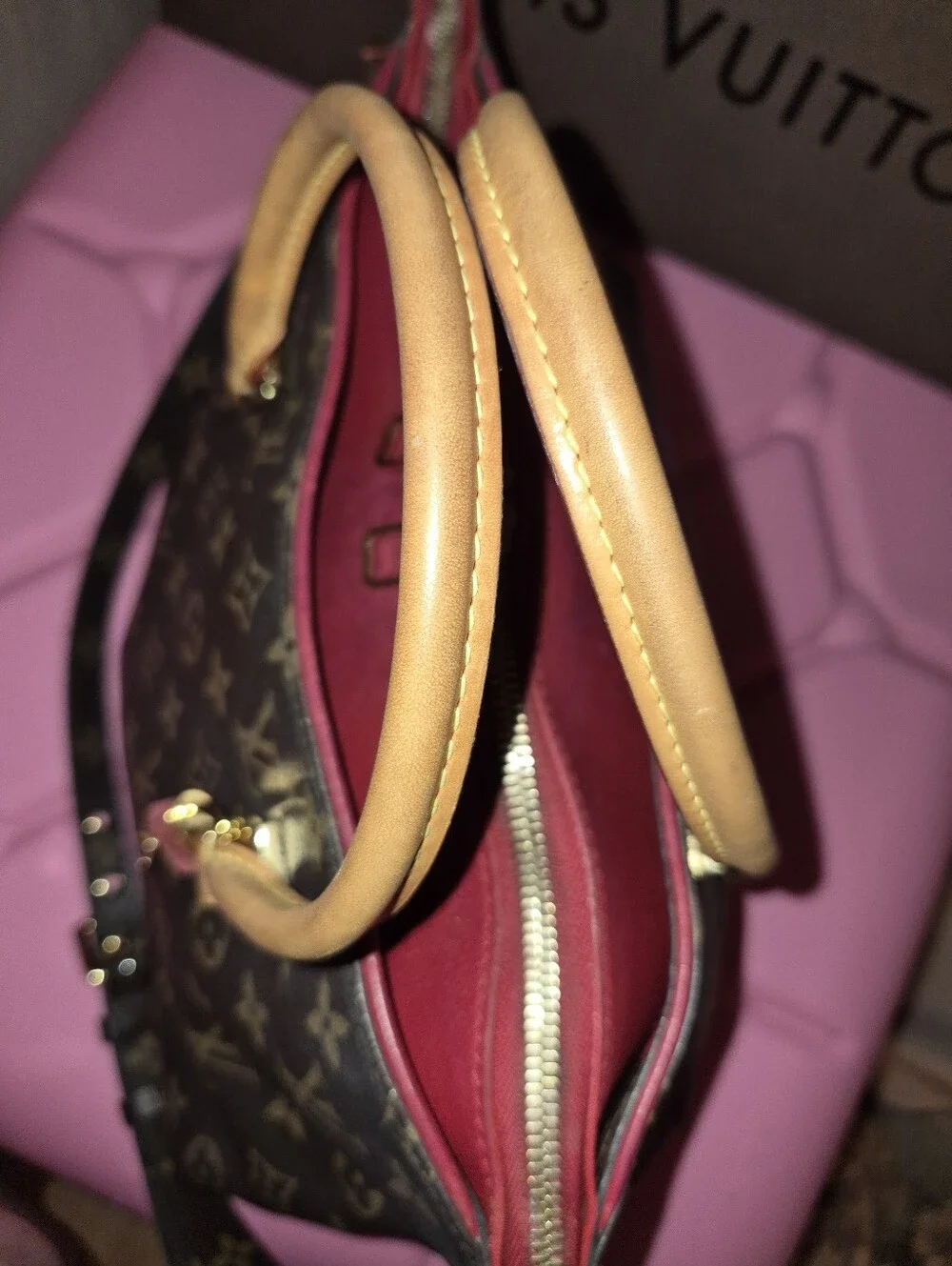 Louis Vuitton Pallas Monogram Shoulder Bag with Cerise Interior